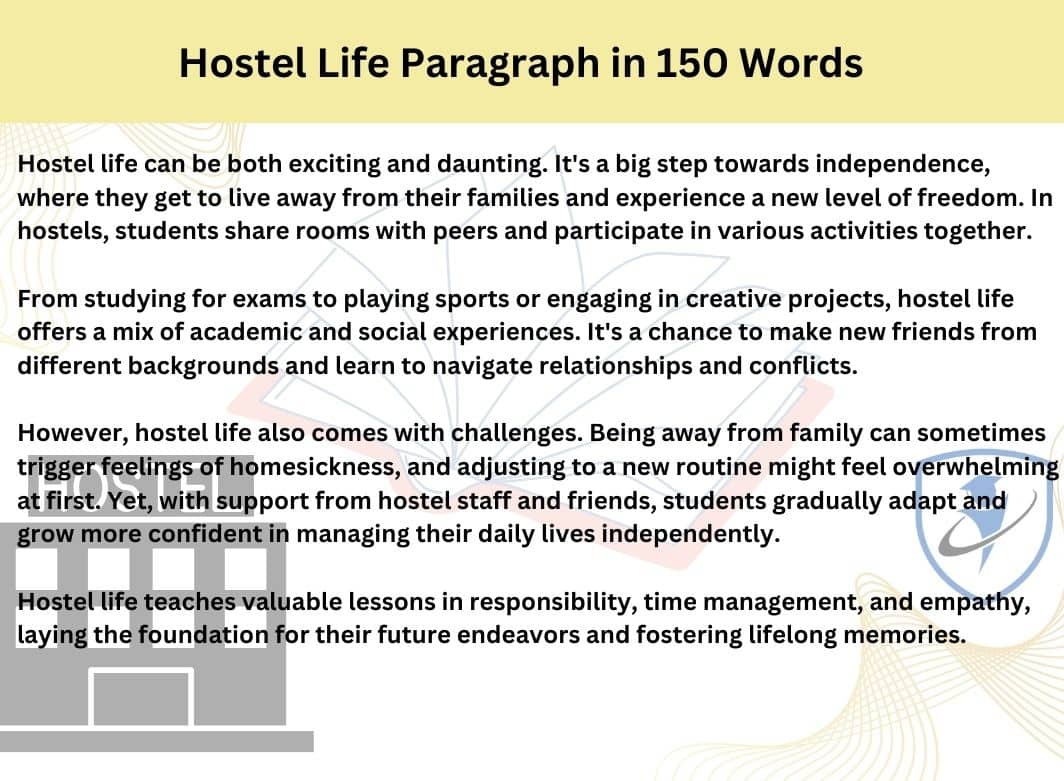 Hostel Life Paragraph in 150 Words