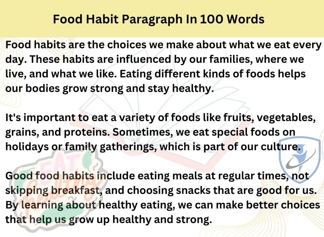 Food Habit Paragraph For All Class (100- 500 words)