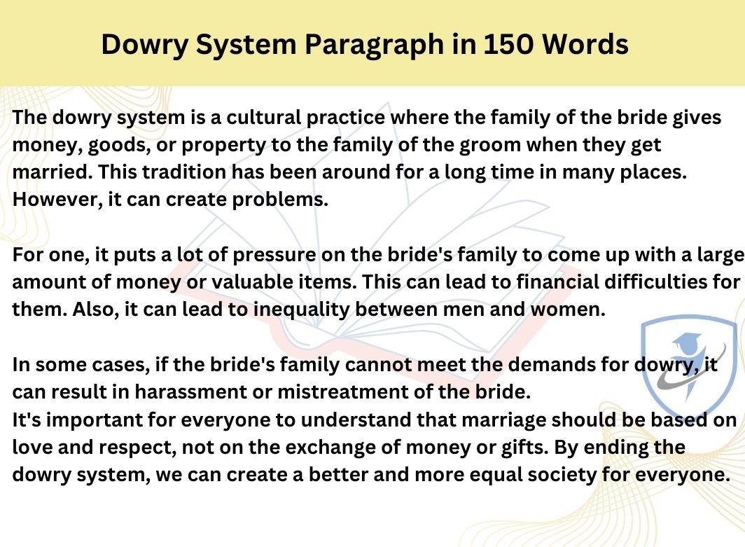Dowry System Paragraph in 150 Words