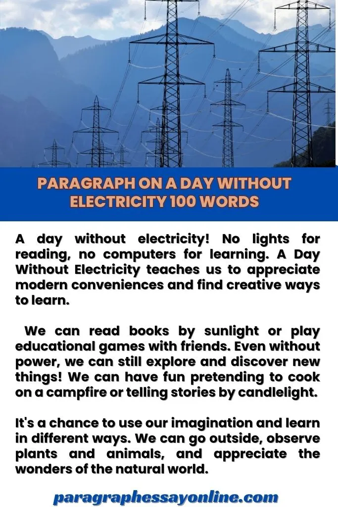 Paragraph On A Day Without Electricity 100 words