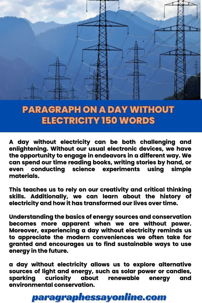 Paragraph On A Day Without Electricity 150 words