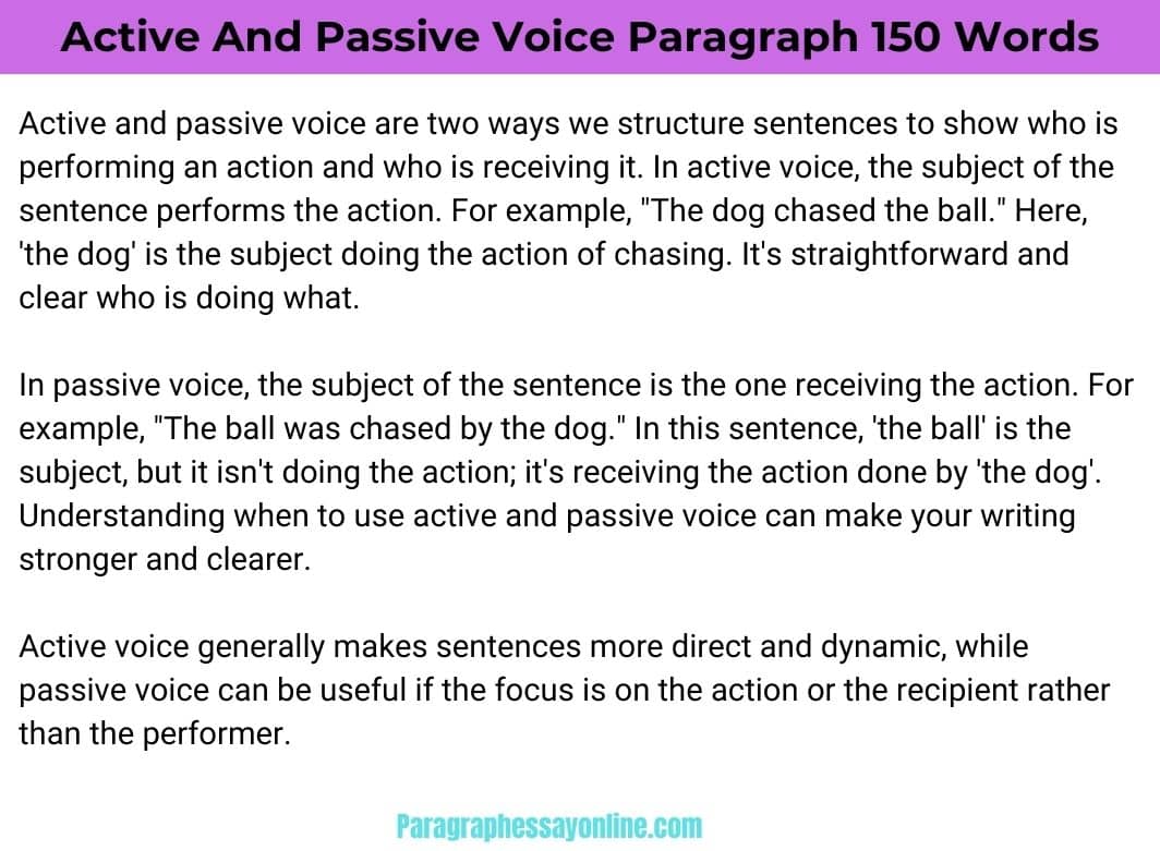 Active And Passive Voice Paragraph in 150 Words