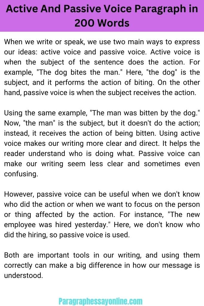 Active And Passive Voice Paragraph in 200 Words