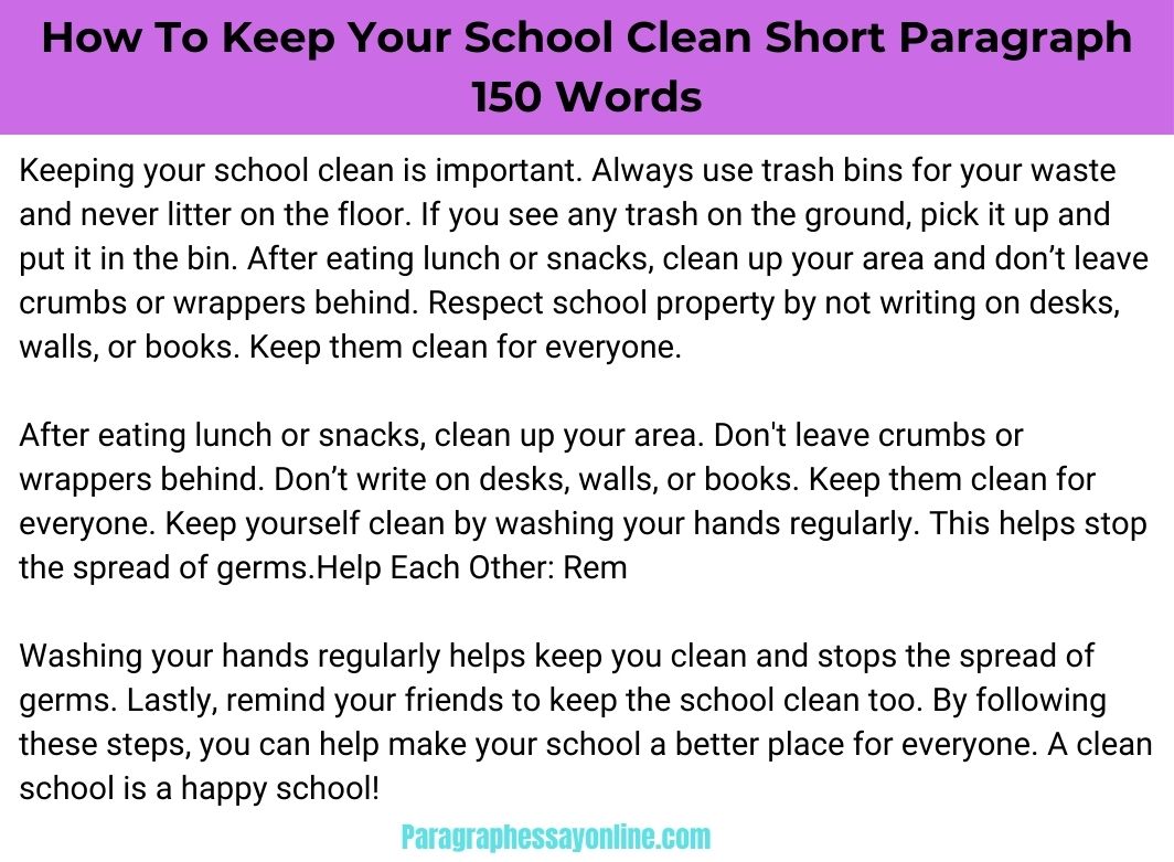 essay ways to keep your school clean