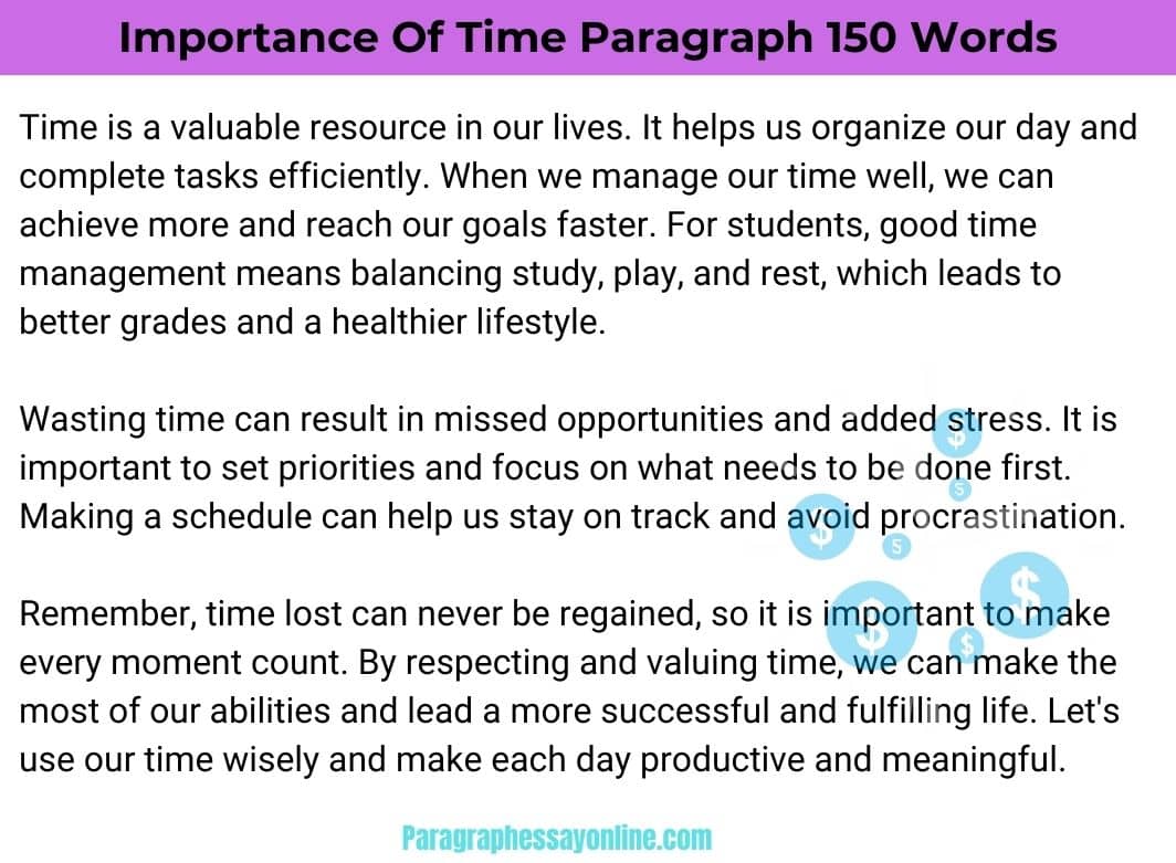 Importance Of Time Paragraph in 150 Words