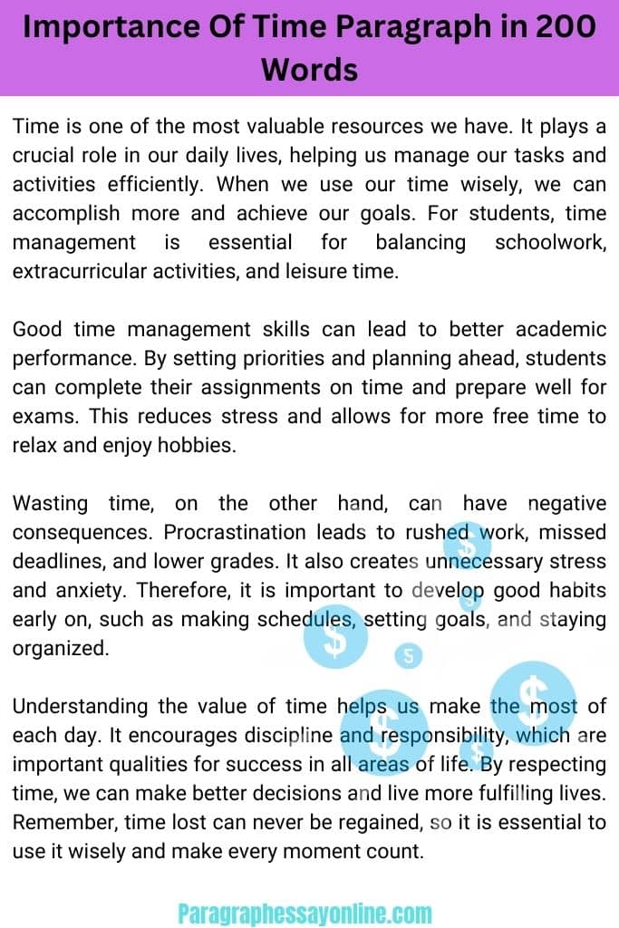 Importance Of Time Paragraph in 200 Words