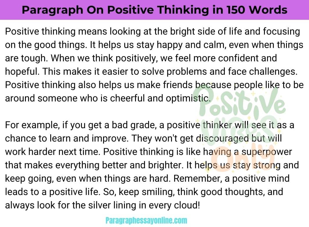 Paragraph On Positive Thinking in 150 Words