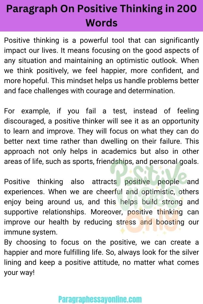Paragraph On Positive Thinking in 200 Words
