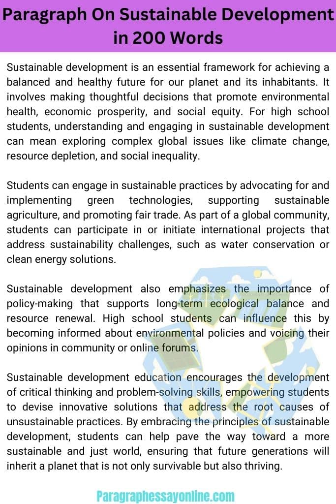 Paragraph On Sustainable Development in 200 Words