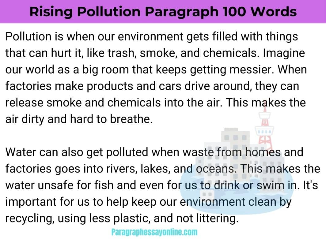 Rising Pollution Paragraph in 100 Words