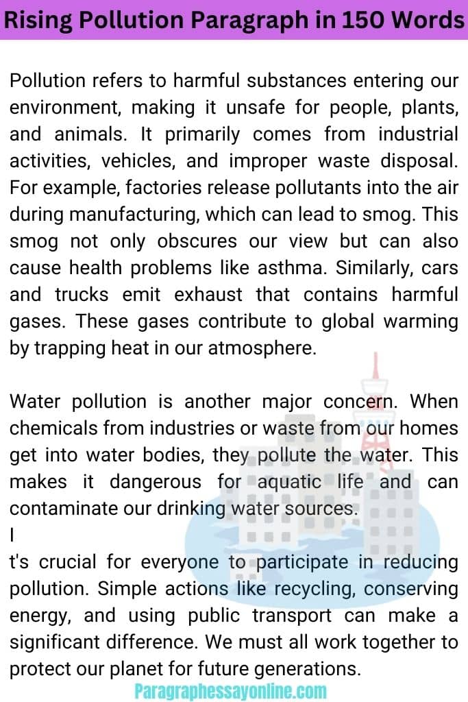 Rising Pollution Paragraph in 150 Words