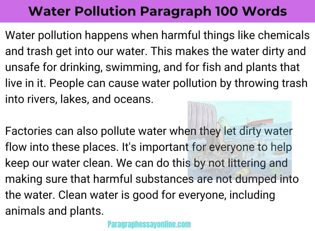 Water Pollution Paragraph in 100 Words