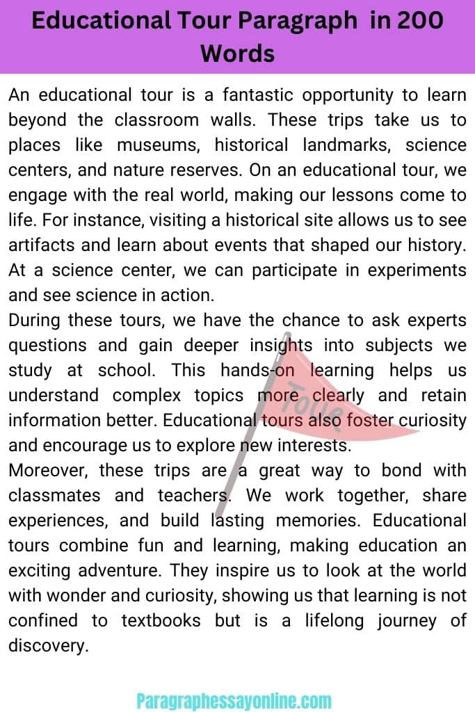 Educational Tour Paragraph in 200 words